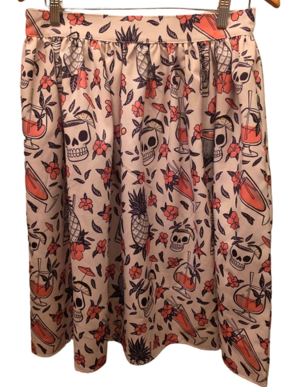 Steady Clothing Tiki Skull Hawaiian Swing Skirt Rockabilly Pinup L